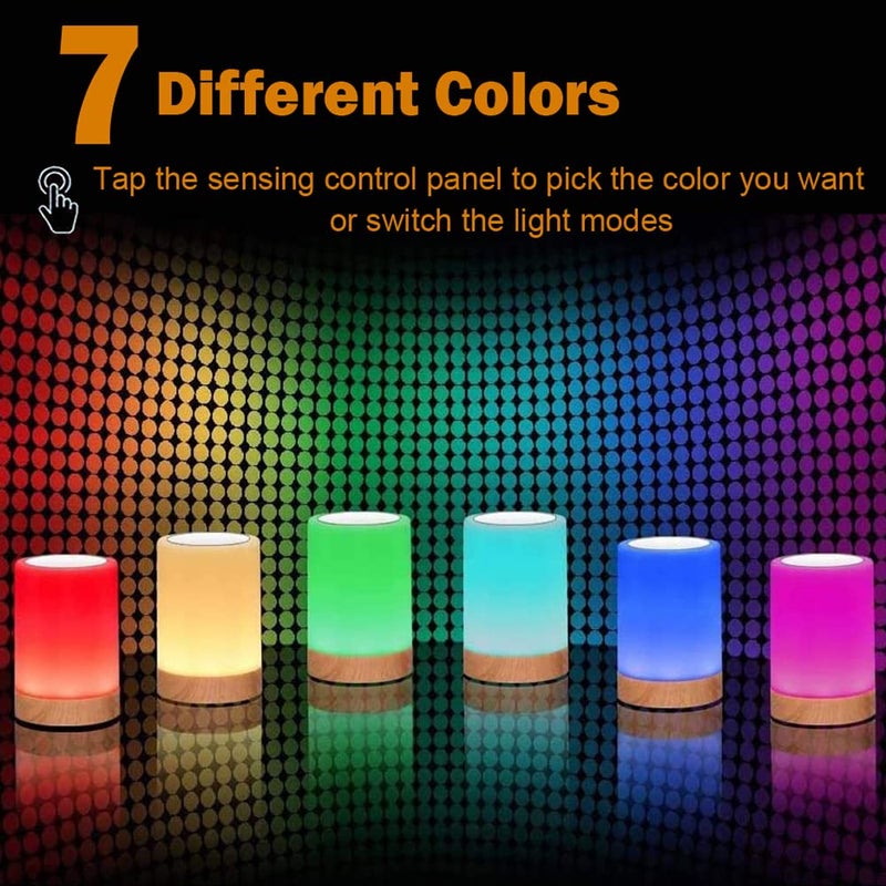 ROYFACC Night Light Touch Sensor Lamp Bedside Table Lamp for Kids Bedroom Rechargeable Dimmable Warm White Light and RGB Color Changing - Image 3